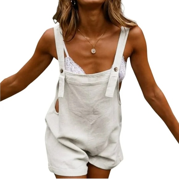 Women's Cream Jumpsuit Romper - Picture 12 of 12
